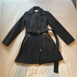 Michael Kors Wool Blend Zip Walker Peacoat